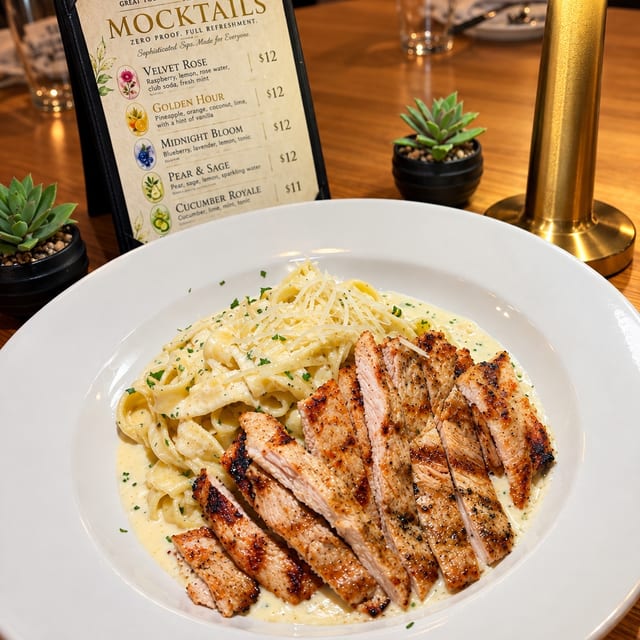 Chicken Alfredo Over Fettuccine.